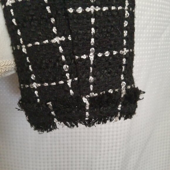 FOREVER 21 Black Long Sleeve Tweed Style Fitted Blazer Jacket Womens Size Small - Picture 6 of 9